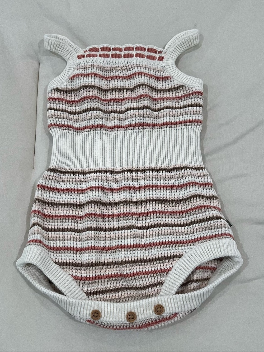 Modern Moments Gerber Knit Bubble Romper 6-9M Neutral Striped Cotton